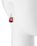 Diamond-Trimmed Puzzle Hoop Earrings, Red/Black/White