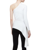One-Shoulder Asymmetric-Hem Top, White