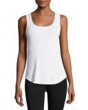 Josie Ribbed Scoop-Neck Tank, White