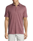 Horizontal-Herringbone Short-Sleeve Polo Shirt, Red