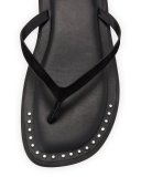 Aubrey Crystal Caged Thong Sandal, Black