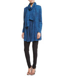 Brushed Knit Long-Sleeve Tunic, Blue Lagoon