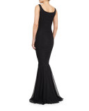 Fenice Sleeveless Ruched Ruffle-Front Dress 