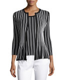 Kiklos Striped Zip-Front Jacket, Caviar/Bianco