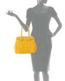 Crocodile Small Flap Tote Bag, Yellow Matte