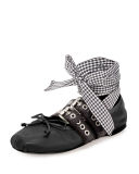 Belted Leather Ankle-Wrap Ballerina Flat