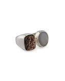 Carved Mother-of-Pearl & Moonstone Ring, Gray