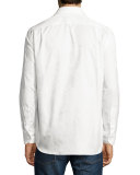 Tonal Floral-Print Jacquard Sport Shirt, White