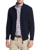 Hawthorne Cotton-Cashmere Full-Zip Cardigan, Barchetta Blue
