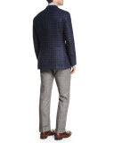 Check Three-Button Sport Coat, Navy/Gray