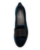 Atabow Velvet Bow Loafer, Navy