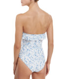Sapri Strapless Ruffle One-Piece Swimsuit, White Ellora