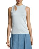 Caia Cutout Jersey Tank, Blue