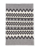Geometric Fair Isle Cashmere Snood, Gray/White