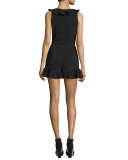 Shenzie Ruffle-Trim Belted Romper, Black