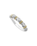 Caviar Beaded Diamond Stacking Ring, Size 7