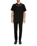 Colombian Star-Collar Short-Sleeve T-Shirt, Black