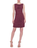Sleeveless Pleated-Front Sheath Dress, Dahlia