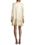 Roe Metallic Jacquard Shift Dress, Gold/Silver