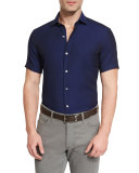 Solid Short-Sleeve Sport Shirt, Navy