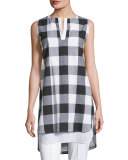 Sleeveless Gingham Layered Shirt