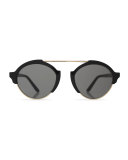 Milan III Round Sunglasses, Black