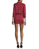 3/4-Sleeve Tunic Dress, Burgundy