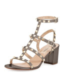 Rockstud Leather City Sandal, Sasso 