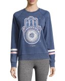 Dreamer Hamsa Pullover Sweatshirt, Blue