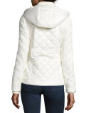 packable quilted short coat w/ bow detail