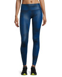 Airbrush Camouflage-Print Sport Leggings, Navy Camo