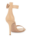 Portofino Leather Ankle-Strap 85mm Sandal, Nude