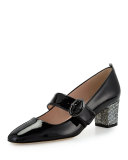 Tartt Patent Mary Jane Pump, Black/Silver