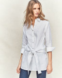 Long Linen Tie-Waist Top