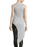Heathered Jersey Asymmetric Tank, Light Gray