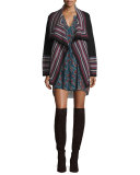 Dagna Striped Wool Open-Front Cardigan