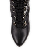 Top Croche Over-the-Knee Red Sole Boot, Black