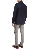 Basketweave Two-Button Silk-Blend Sport Coat, Navy