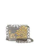 Gio Laser-Cut Flower Crocodile Crossbody Bag, Anthracite/Multi