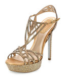 Neo Classic Strass Platform Sandal, Oro/Sunshine