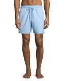 Moorea Coral & Fish Water-Reactive Swim Trunks, Sky Blue