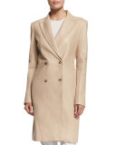 Gerrick Leather Double-Breasted Coat, Soap Stone