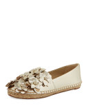 Blossom Leather Espadrille Flat, Gold