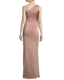 One-Shoulder Twisted-Waist Gown, Pink