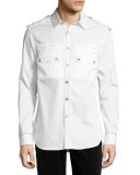 Military Shirt with Gold Buttons, Off White