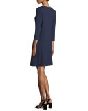 3/4-Sleeve Lightweight Jersey A-line Dress