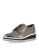 Spazzolato Leather Lace-Up Creeper, Anthracite