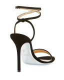 Kloe Suede Ankle-Wrap 110mm Sandal, Black