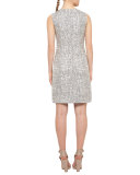 Cross-Stitch Printed Jacquard Sheath Dress, Cliff/Chalk