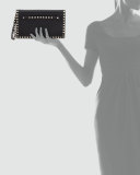Rockstud Flap Wristlet Clutch Bag, Black